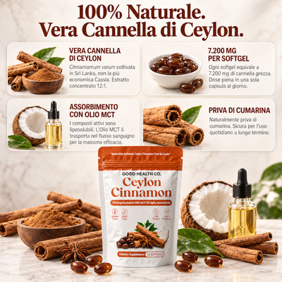 Cannella di Ceylon 7200mg Equivalenti con Olio MCT